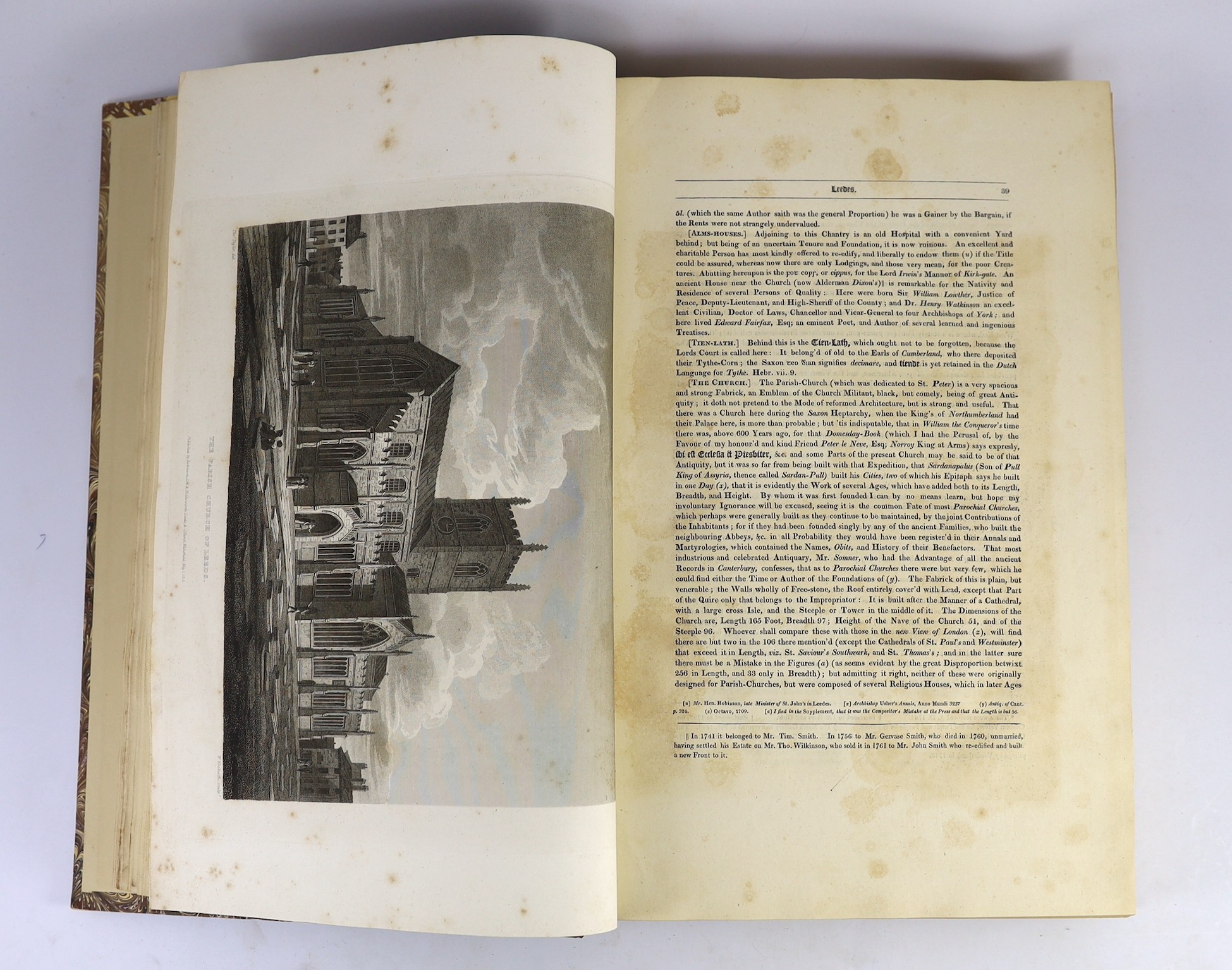 LEEDS - Thoresby, Ralph. Ducatus Leodiensis: or, the Topography of the Ancient and Populous Town and Parish of Leedes, and parts adjacent....to which is added ...a Catalogue of his Museum...2nd edition, with notes and ad